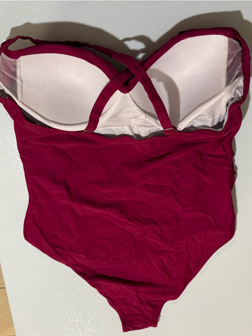 Cupshe Berry Red Ruched One Piece Swimsuit Sz XXL - Picture 5 of 10